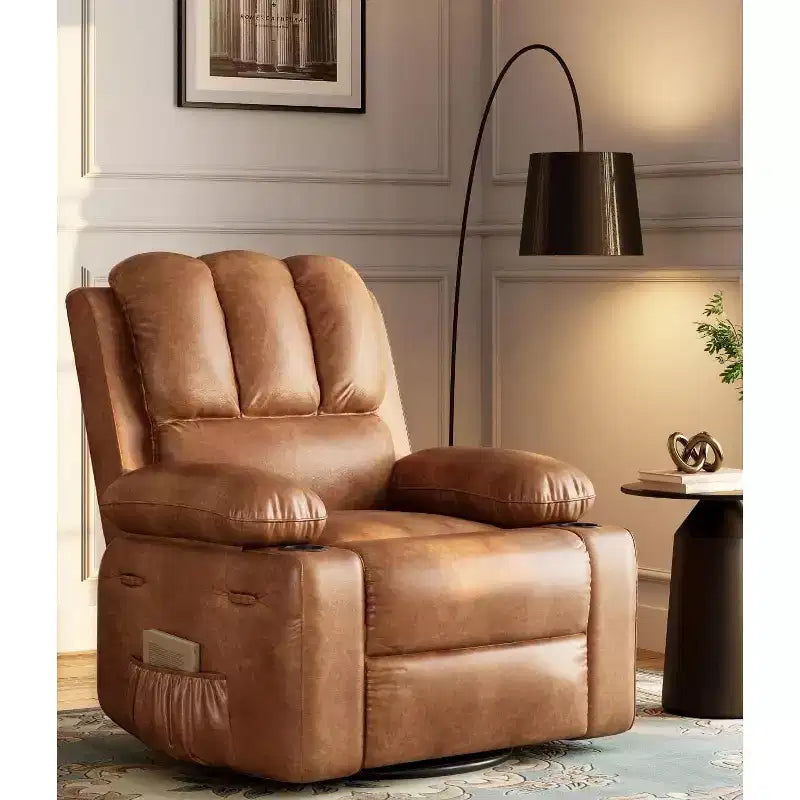 27 Poltrone reclinabili oversize con calore e massaggio, girevoli a 360° e dondolio manuale, con portabicchieri per il soggiorno