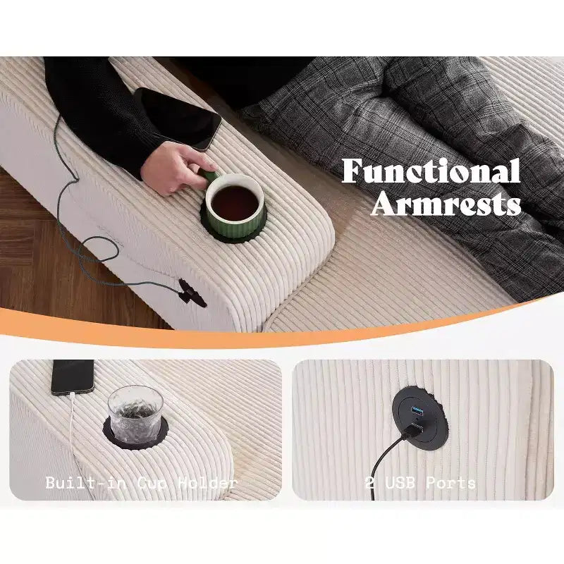 Divano AMERLIFE con porte USB e contenitore