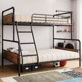 Metal Bunk Beds Twin Over Full Size with Angled Ladder and Safety Guardrails, Space Saving, Sturdy, Convertible Metal Bunk Beds