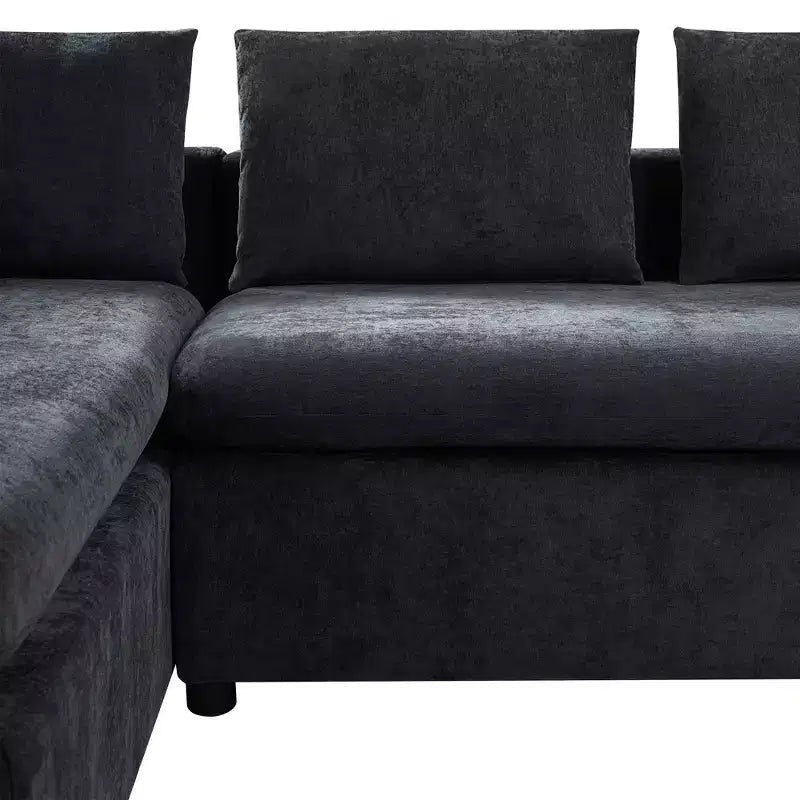 Whisen 93.7 divano a L imbottito con contenitore in legno