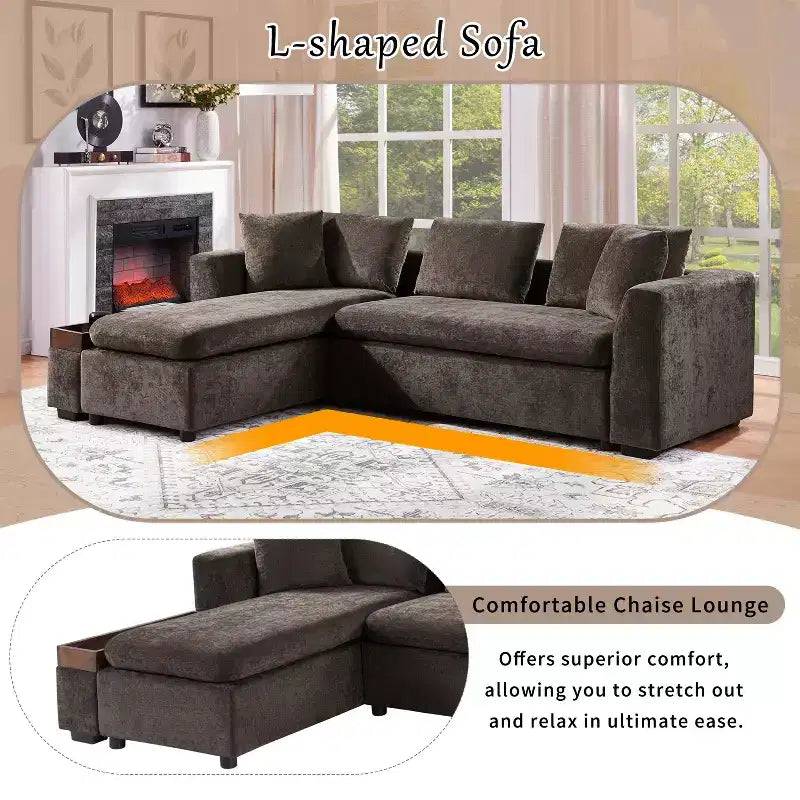 Whisen 93.7 divano a L imbottito con contenitore in legno