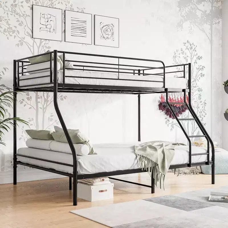 CLIHOME Letto a Castello in Metallo Robusto, da Una Piazza e Mezza a Due Piazze, Facile da Montare con Sponda di Sicurezza Migliorata per il Livello Superiore