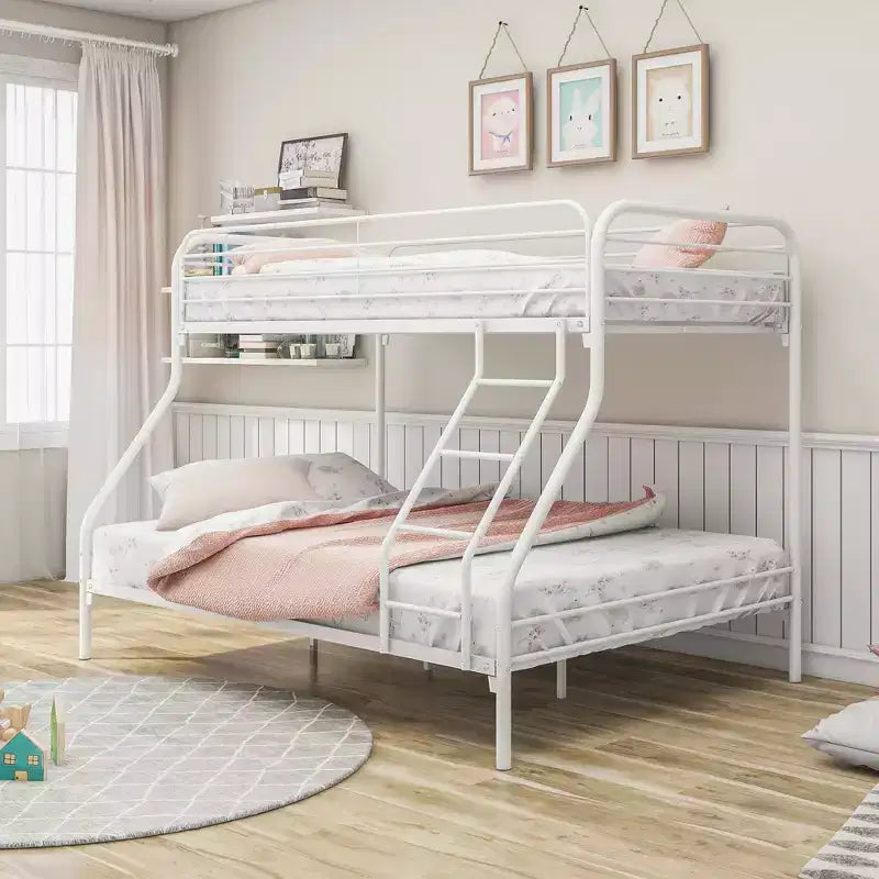 CLIHOME Letto a Castello in Metallo Robusto, da Una Piazza e Mezza a Due Piazze, Facile da Montare con Sponda di Sicurezza Migliorata per il Livello Superiore