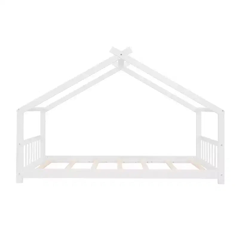 CLIHOME Lettino a forma di casetta per bambini in legno di pino con recinzione, modello Twin Size