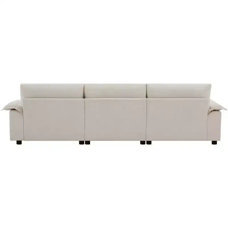 Divano Moderno a L, Divano Cloud Imbottito con Porte di Ricarica, Portabicchieri, Tasche Laterali e Pouf Contenitore Mobile