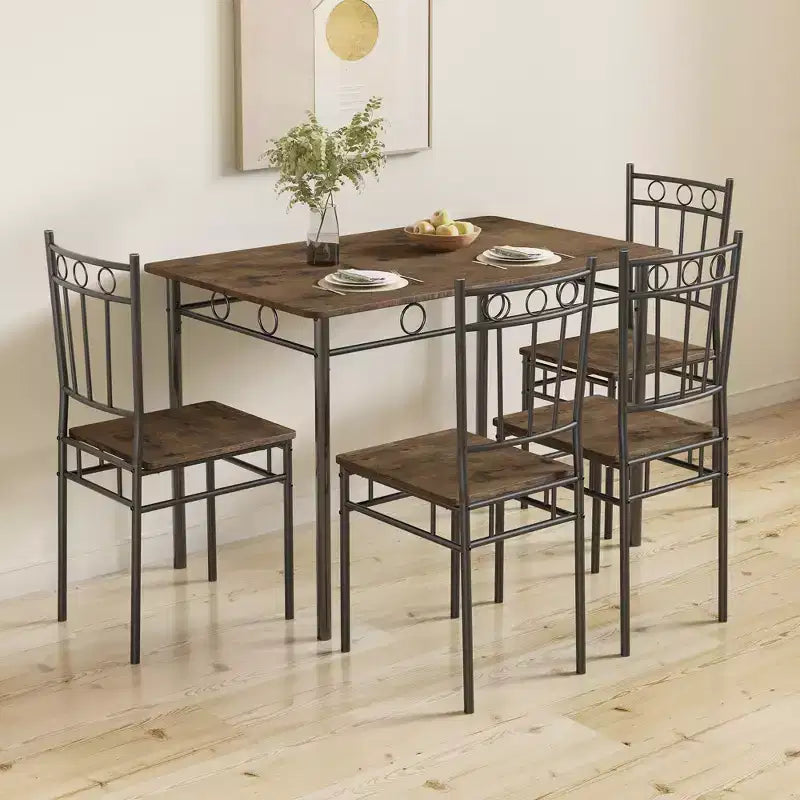 Tavolo da pranzo per 4, set da 5 pezzi con tavolo rettangolare e sedie per spazi ridotti, tinello, appartamento