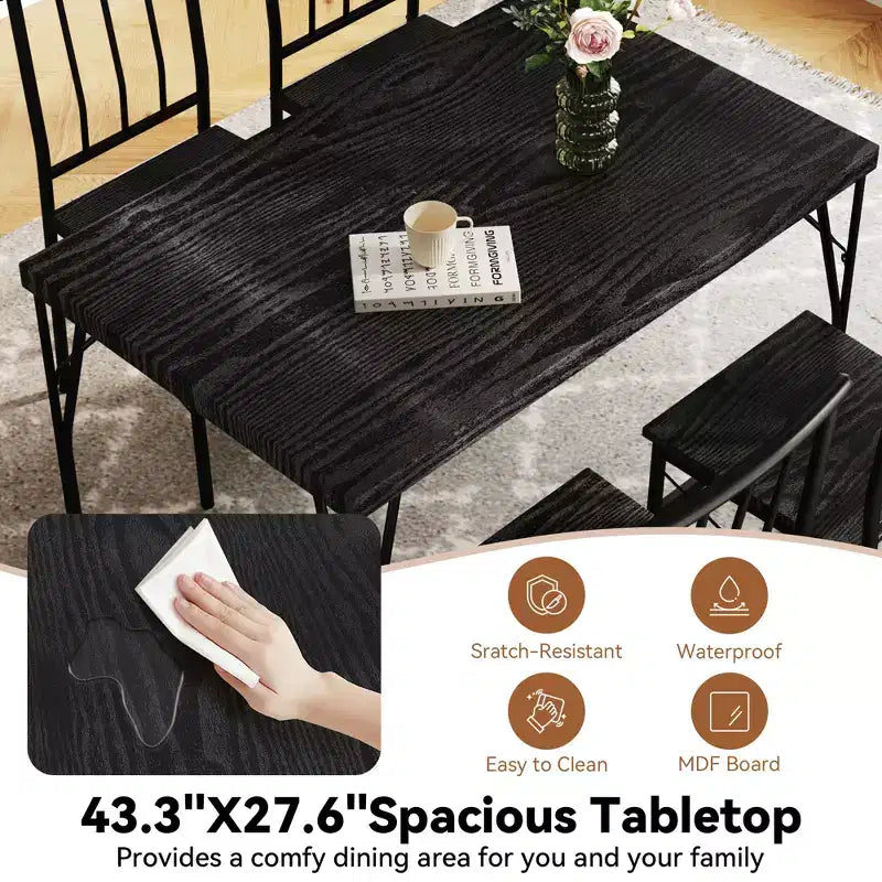 Tavolo da pranzo per 4, set da 5 pezzi con tavolo rettangolare e sedie per spazi ridotti, tinello, appartamento