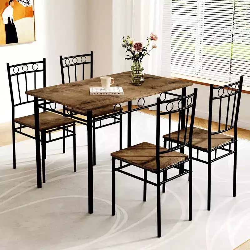 Tavolo da pranzo per 4, set da 5 pezzi con tavolo rettangolare e sedie per spazi ridotti, tinello, appartamento