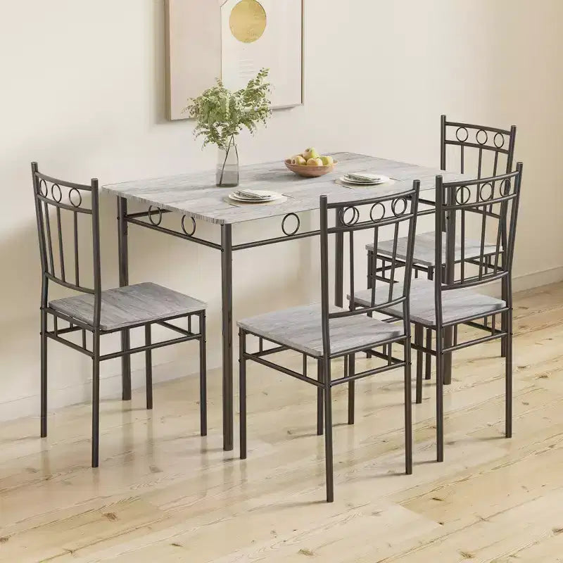 Tavolo da pranzo per 4, set da 5 pezzi con tavolo rettangolare e sedie per spazi ridotti, tinello, appartamento