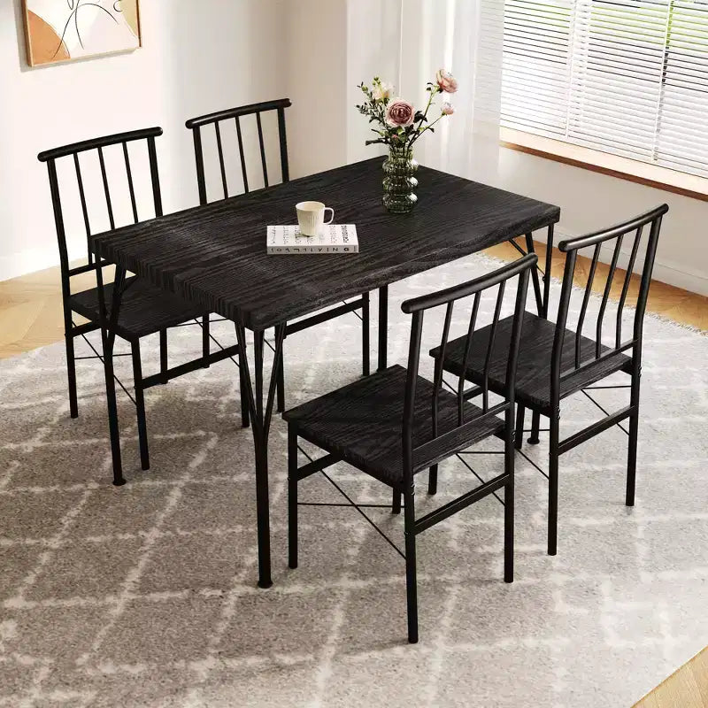 Tavolo da pranzo per 4, set da 5 pezzi con tavolo rettangolare e sedie per spazi ridotti, tinello, appartamento