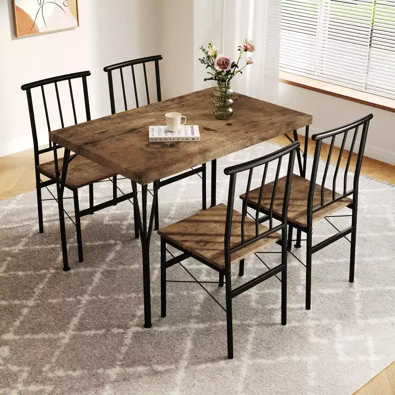 Tavolo da pranzo per 4, set da 5 pezzi con tavolo rettangolare e sedie per spazi ridotti, tinello, appartamento