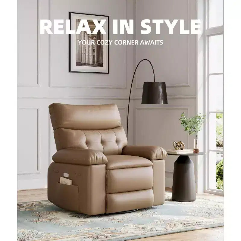 Poltrona reclinabile manuale oversize, poltrona in similpelle con cuscino spesso per soggiorno e camera da letto, comfort spazioso e pigro