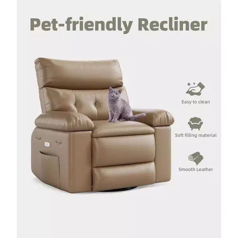 Poltrona reclinabile manuale oversize, poltrona in similpelle con cuscino spesso per soggiorno e camera da letto, comfort spazioso e pigro