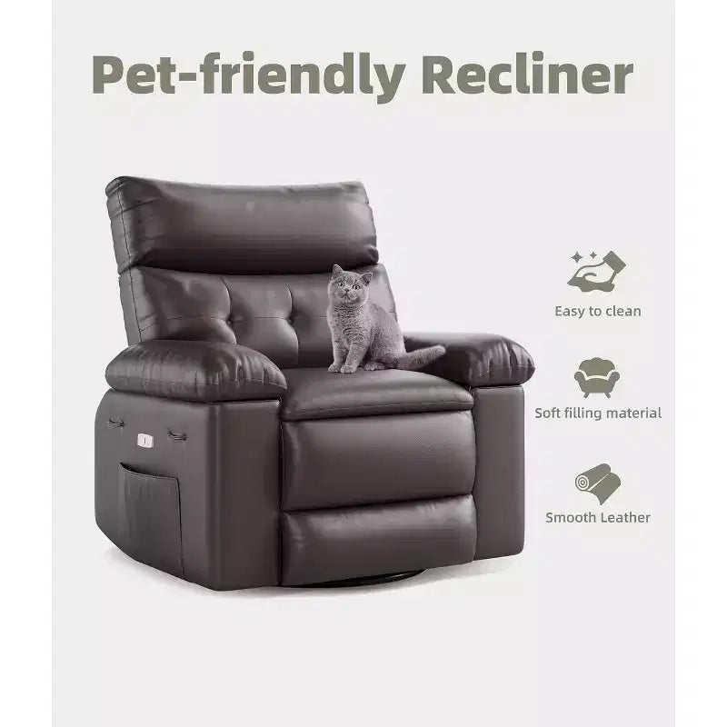 Poltrona reclinabile manuale oversize, poltrona in similpelle con cuscino spesso per soggiorno e camera da letto, comfort spazioso e pigro
