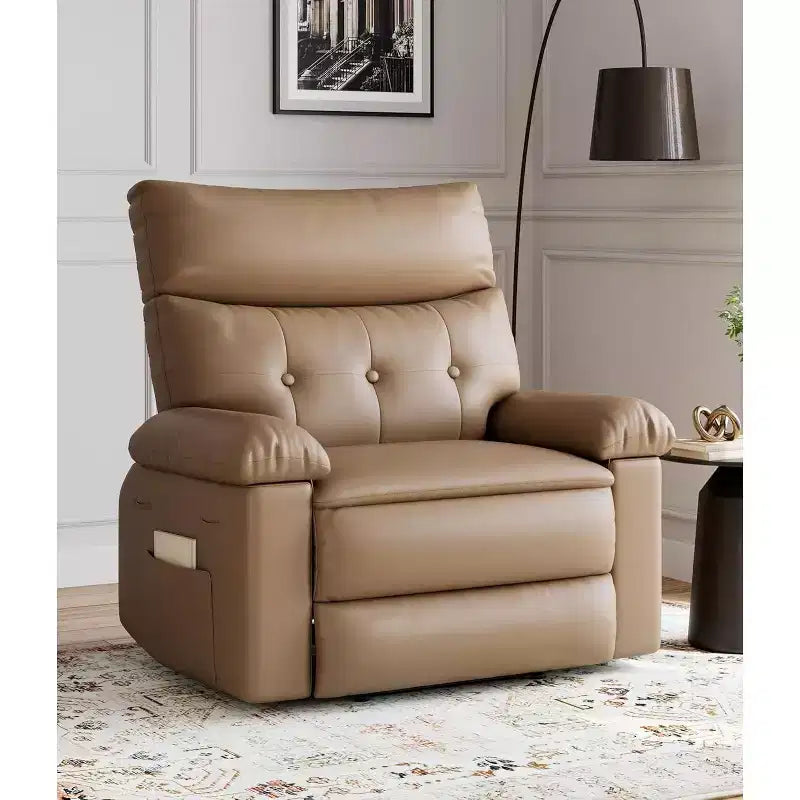 Poltrona reclinabile manuale oversize, poltrona in similpelle con cuscino spesso per soggiorno e camera da letto, comfort spazioso e pigro