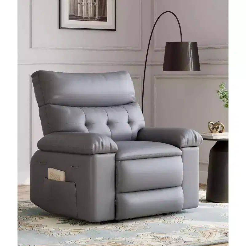 Poltrona reclinabile manuale oversize, poltrona in similpelle con cuscino spesso per soggiorno e camera da letto, comfort spazioso e pigro