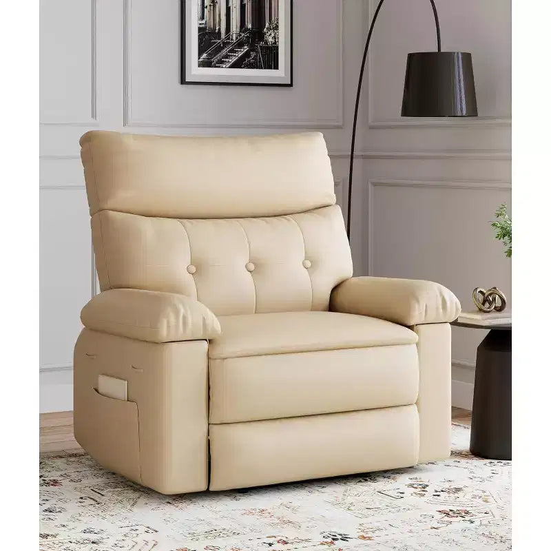 Poltrona reclinabile manuale oversize, poltrona in similpelle con cuscino spesso per soggiorno e camera da letto, comfort spazioso e pigro