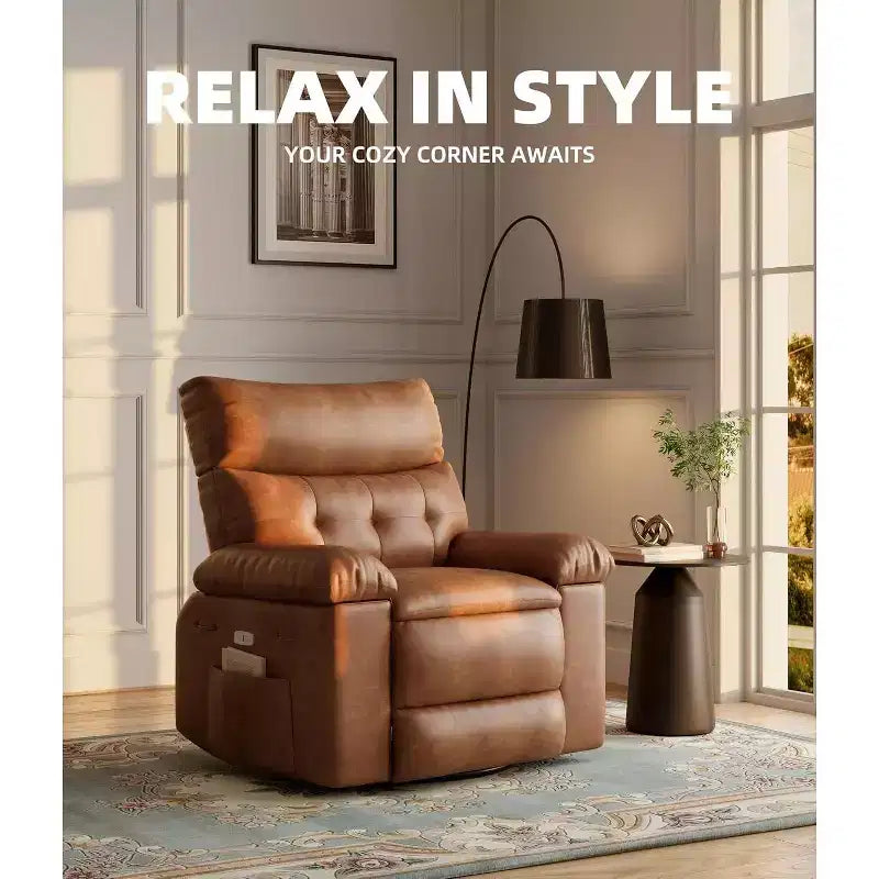 Poltrona reclinabile manuale oversize, poltrona in similpelle con cuscino spesso per soggiorno e camera da letto, comfort spazioso e pigro