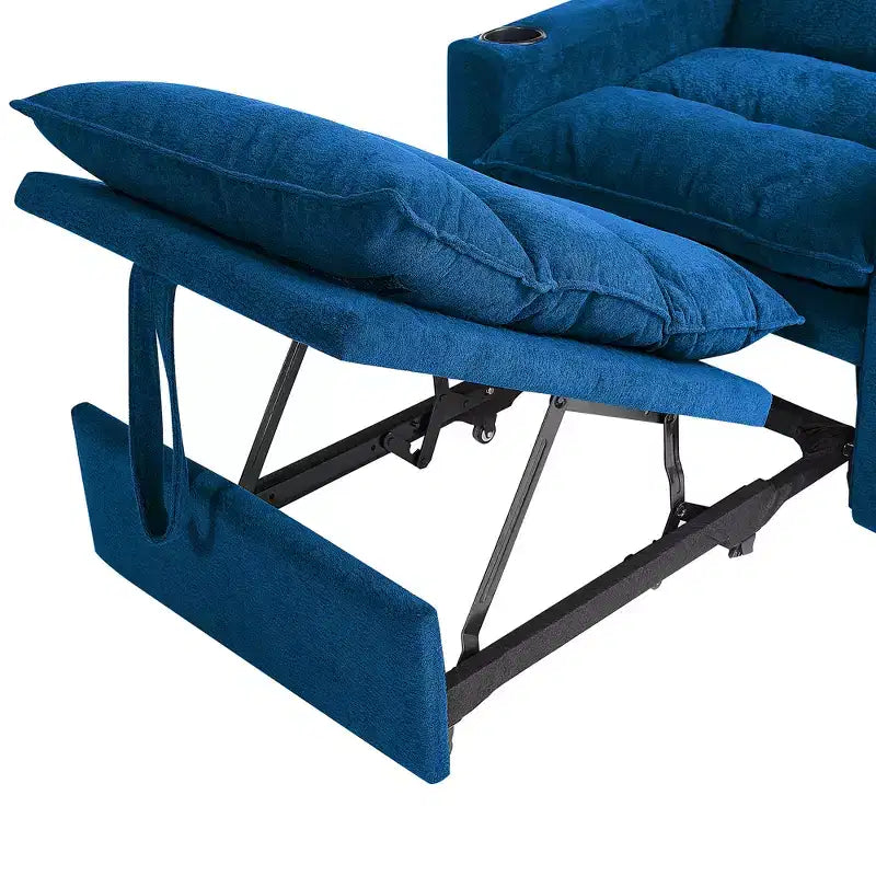Divano letto singolo convertibile 3-in-1 con chaise longue imbottita, poltrona accent, divano letto a scomparsa con schienale regolabile e portabicchieri