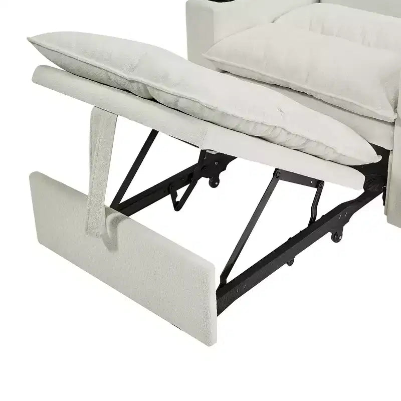 Divano letto singolo convertibile 3-in-1 con chaise longue imbottita, poltrona accent, divano letto a scomparsa con schienale regolabile e portabicchieri