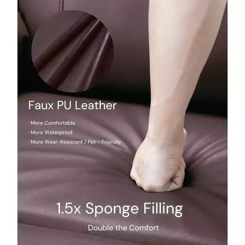 Poltrona reclinabile girevole oversize, poltrona reclinabile manuale in ampia pelle PU con bracciolo e schienale imbottiti, girevole a 360° per soggiorno, camera da letto, marrone