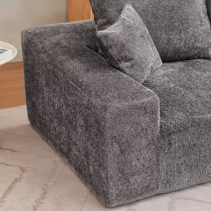 Divano componibile a L da 279 cm con chaise longue, divano profondo in ciniglia, nessun assemblaggio richiesto