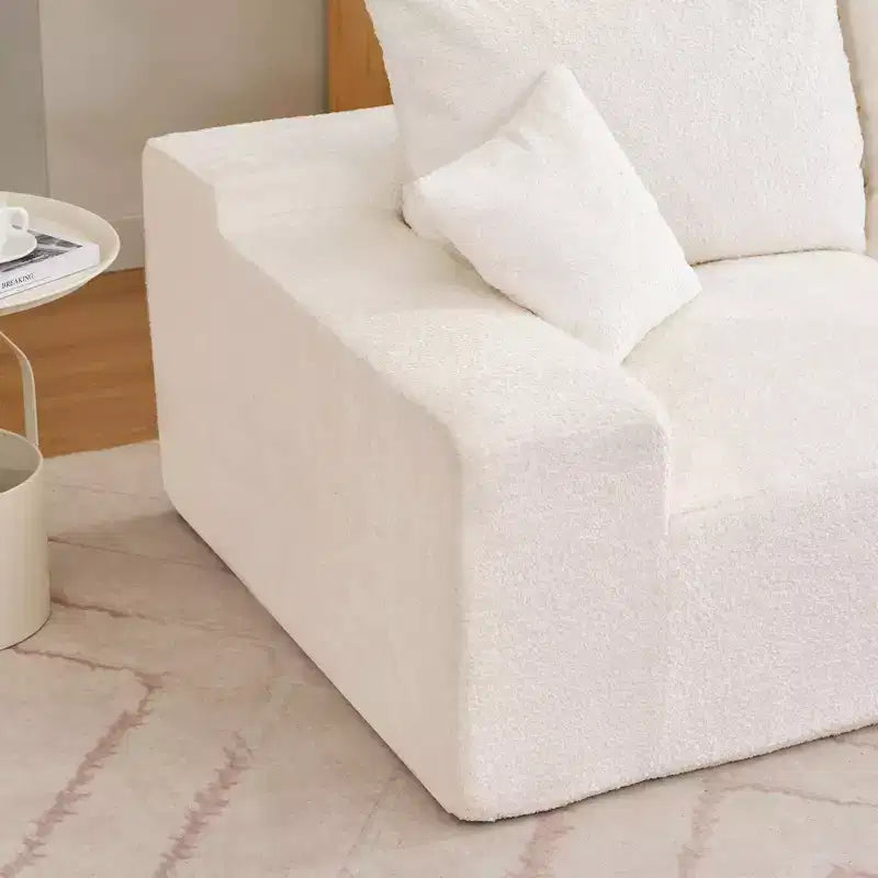 Divano componibile a L da 279 cm con chaise longue, divano profondo in ciniglia, nessun assemblaggio richiesto