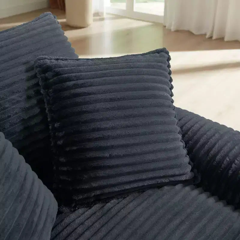 Divano singolo moderno imbottito in velluto a coste da 55 pollici con cuscini e poggiapiedi per soggiorno, camera da letto, appartamento, ufficio, grigio scuro