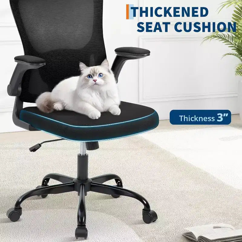 Sedia da ufficio ergonomica premium in rete grigio chiaro - Altezza regolabile, braccioli ribaltabili e supporto lombare - Comoda seduta girevole per casa, gaming e lavoro