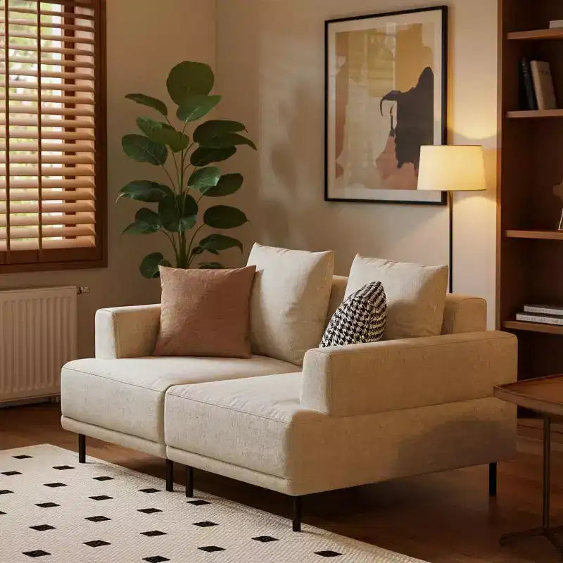 Divano modulare Gaoyangjiaju, larghezza 168 cm, in tessuto, in stile moderno di metà secolo, con seduta accogliente, adatto per soggiorno - Beige