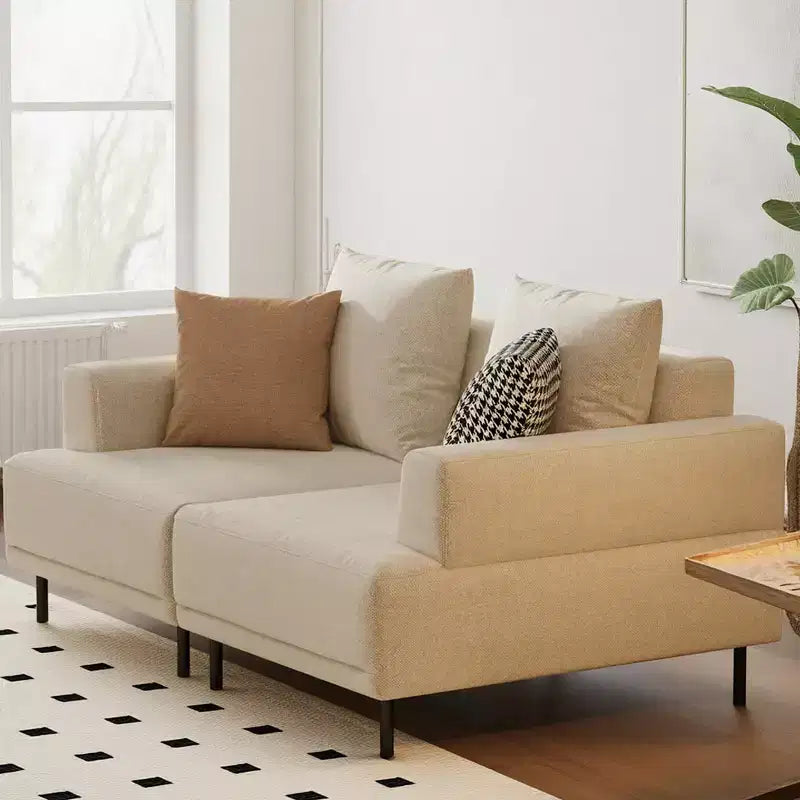 Divano modulare Gaoyangjiaju, larghezza 168 cm, in tessuto, in stile moderno di metà secolo, con seduta accogliente, adatto per soggiorno - Beige