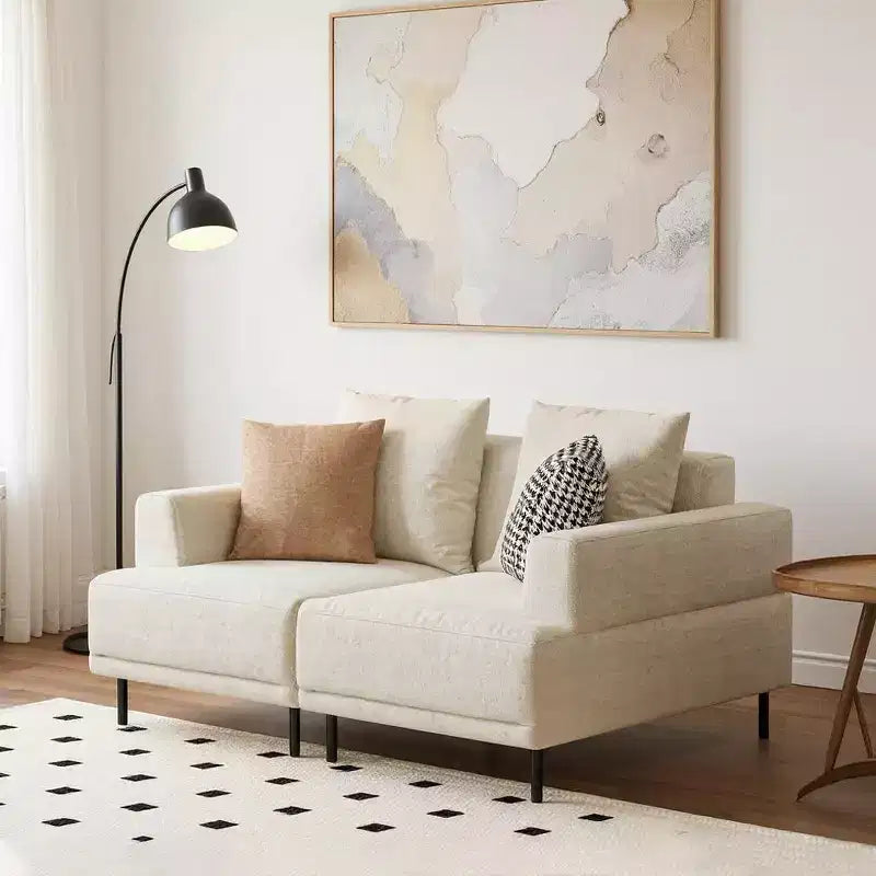 Divano modulare Gaoyangjiaju, larghezza 168 cm, in tessuto, in stile moderno di metà secolo, con seduta accogliente, adatto per soggiorno - Beige