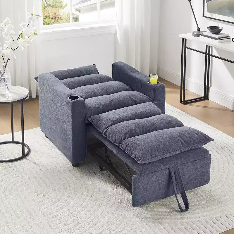 Divano poltrona convertibile 3 in 1 in velluto GDFStudio Clermont con schienale regolabile