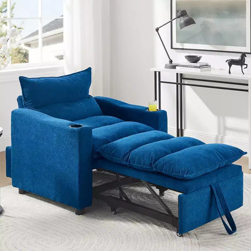 Divano poltrona convertibile 3 in 1 in velluto GDFStudio Clermont con schienale regolabile
