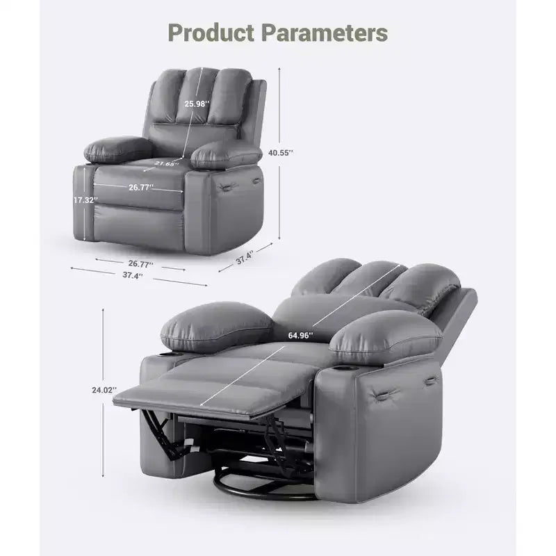 Poltrona reclinabile manuale per adulti, divano singolo in pelle PU con seduta extra larga e supporto ergonomico per soggiorno, camera da letto, cameretta dei bambini