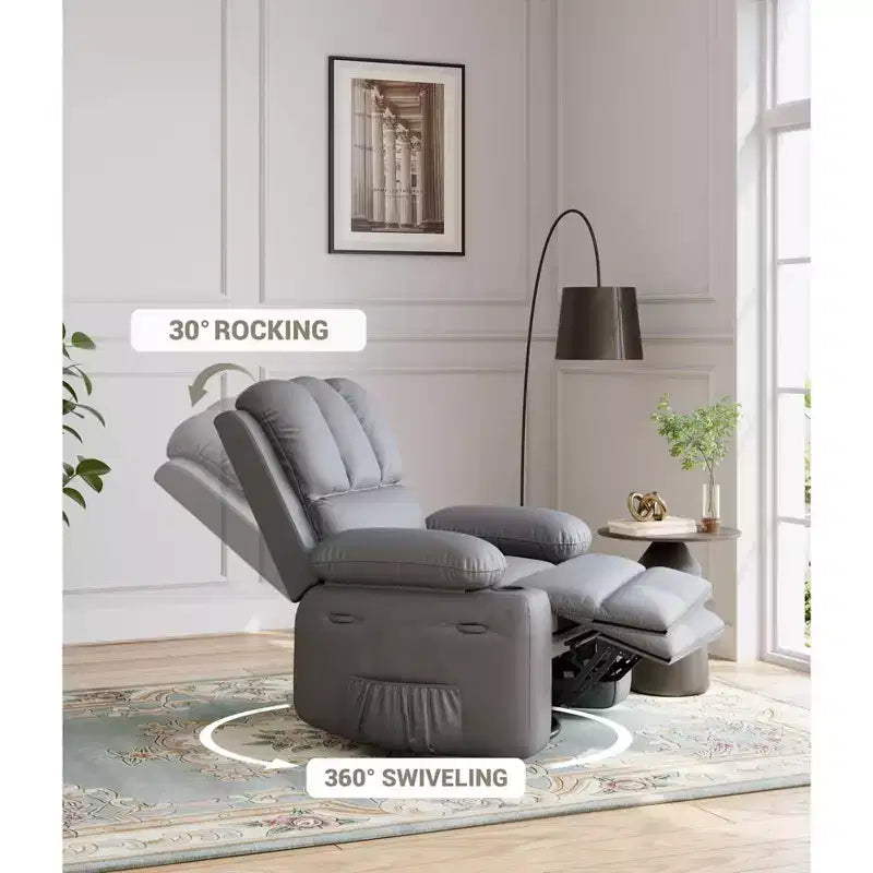 Poltrona reclinabile manuale per adulti, divano singolo in pelle PU con seduta extra larga e supporto ergonomico per soggiorno, camera da letto, cameretta dei bambini
