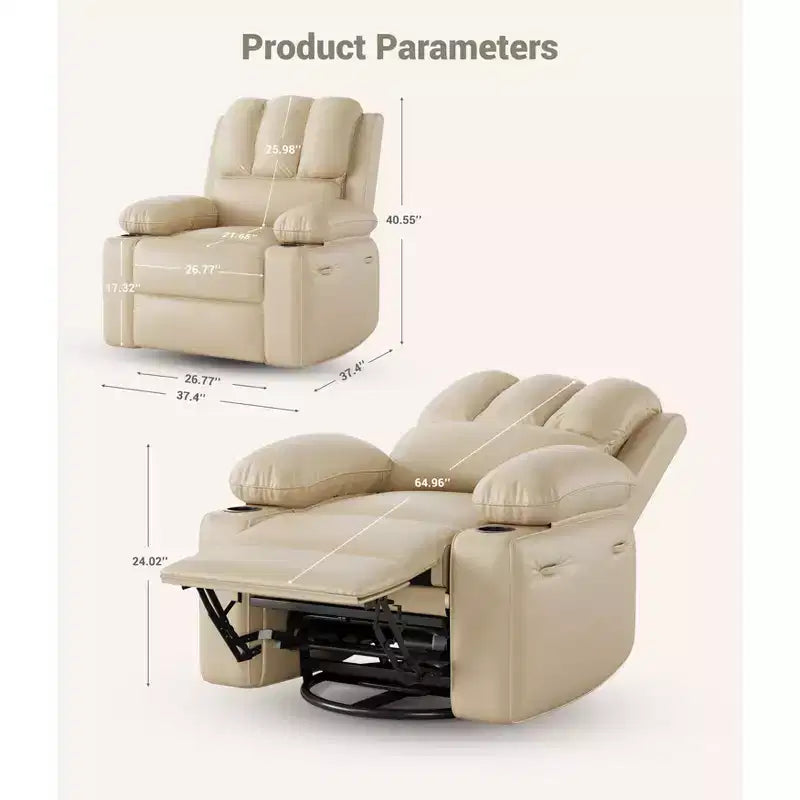 Poltrona reclinabile manuale per adulti, divano singolo in pelle PU con seduta extra larga e supporto ergonomico per soggiorno, camera da letto, cameretta dei bambini