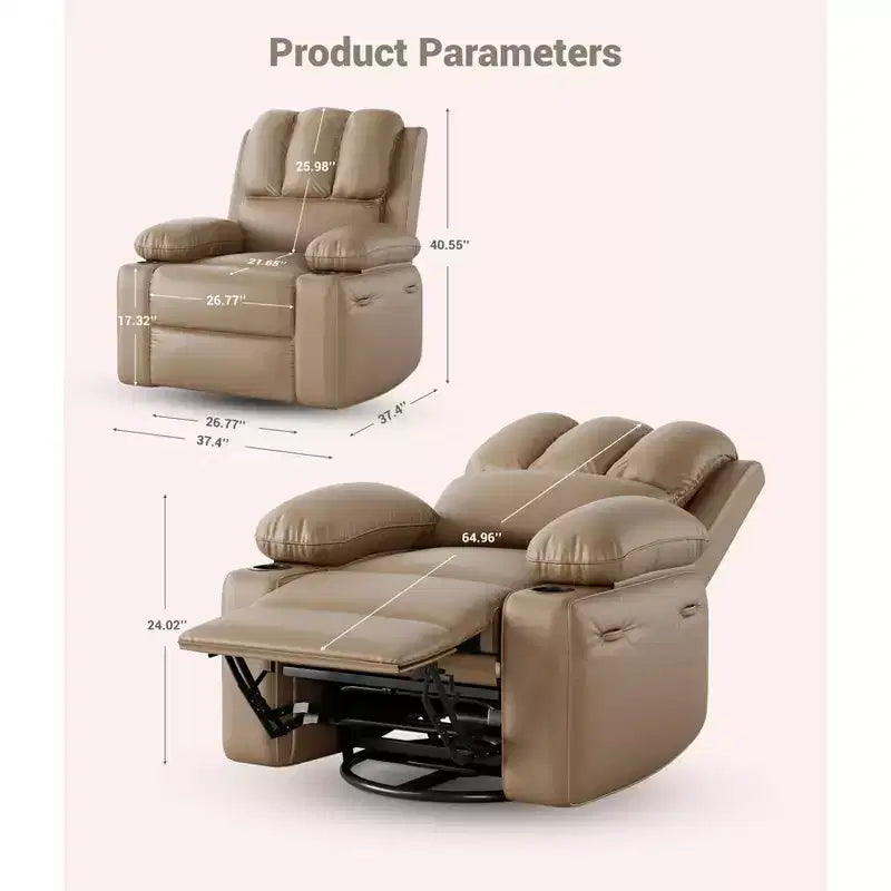 Poltrona reclinabile manuale per adulti, divano singolo in pelle PU con seduta extra larga e supporto ergonomico per soggiorno, camera da letto, cameretta dei bambini