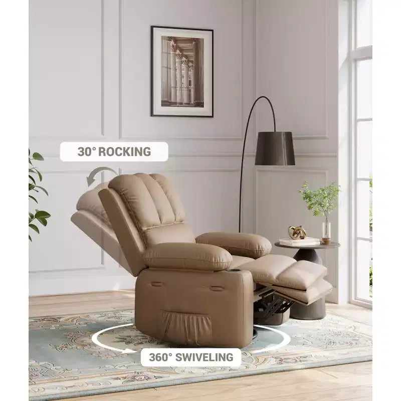 Poltrona reclinabile manuale per adulti, divano singolo in pelle PU con seduta extra larga e supporto ergonomico per soggiorno, camera da letto, cameretta dei bambini
