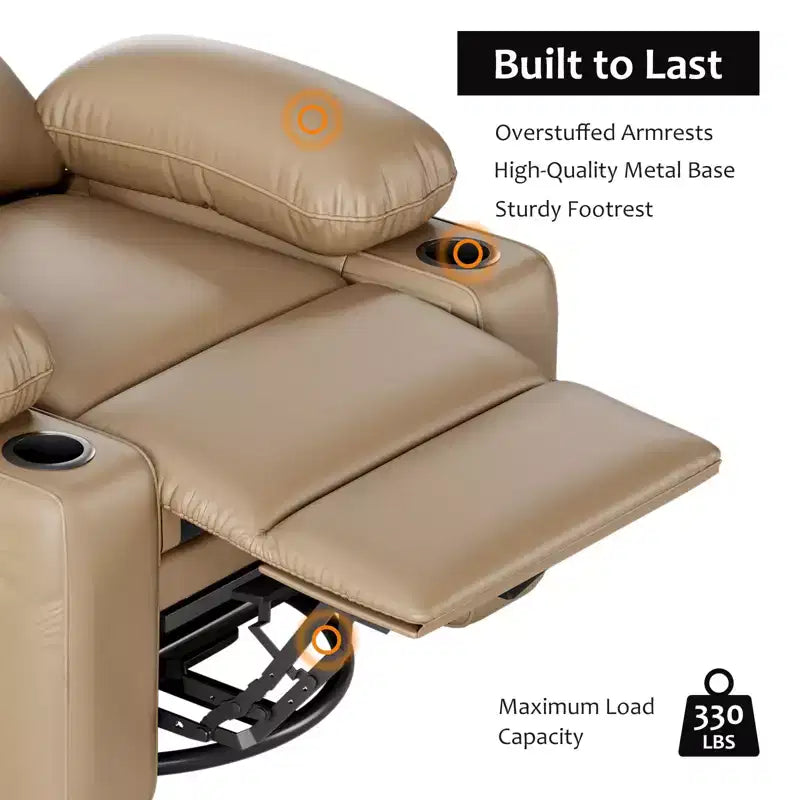 Poltrona reclinabile manuale per adulti, divano singolo in pelle PU con seduta extra larga e supporto ergonomico per soggiorno, camera da letto, cameretta dei bambini