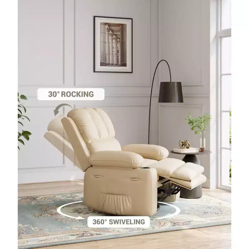Poltrona reclinabile manuale per adulti, divano singolo in pelle PU con seduta extra larga e supporto ergonomico per soggiorno, camera da letto, cameretta dei bambini