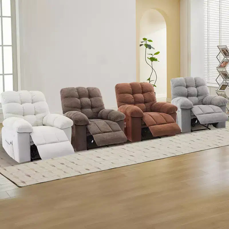 Poltrona Reclinabile a Dondolo con Funzione Massaggio e Riscaldamento, Tessuto Traspirante Ergonomico, 2 Tasche Laterali, per Soggiorno, Camera da Letto
