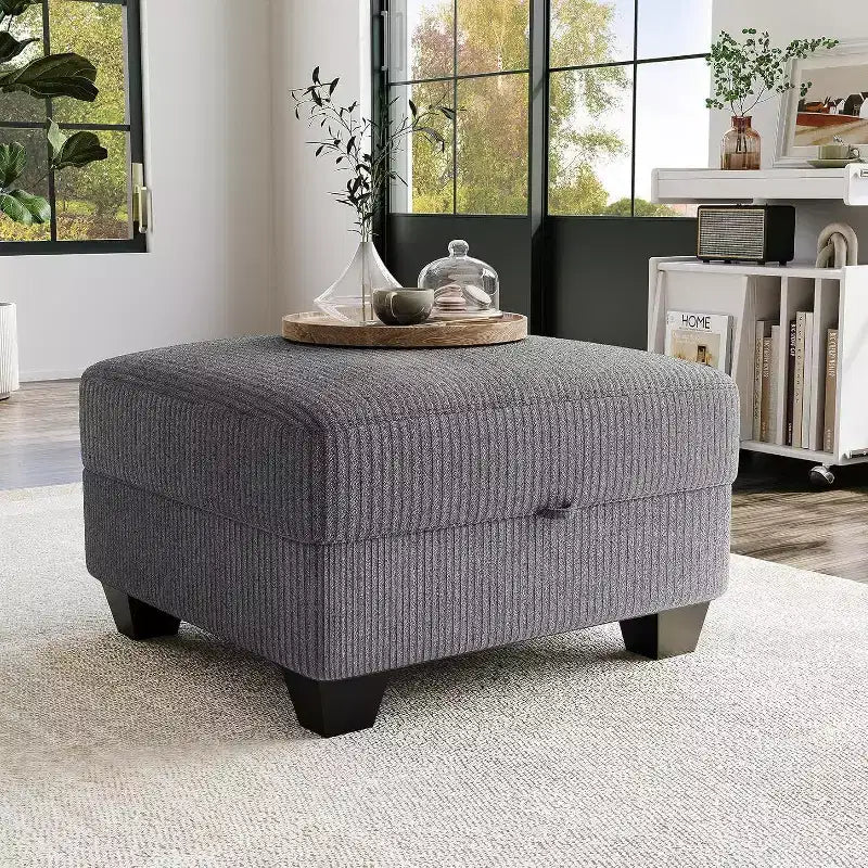 Divano a U grande da 140 cm con pouf chaise longue, divano modulare convertibile con pouf a 7 posti per soggiorno, ufficio - Grigio