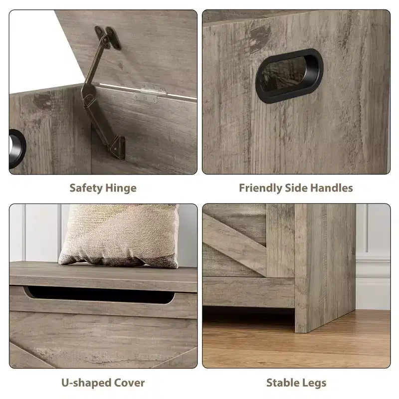 Cassapanca Contenitore da 76 cm, Contenitore con Cerniere di Sicurezza, Panca Portascarpe da Ingresso con Coperchio a Ribalta, Baule Portagiochi per Soggiorno, Camera da Letto