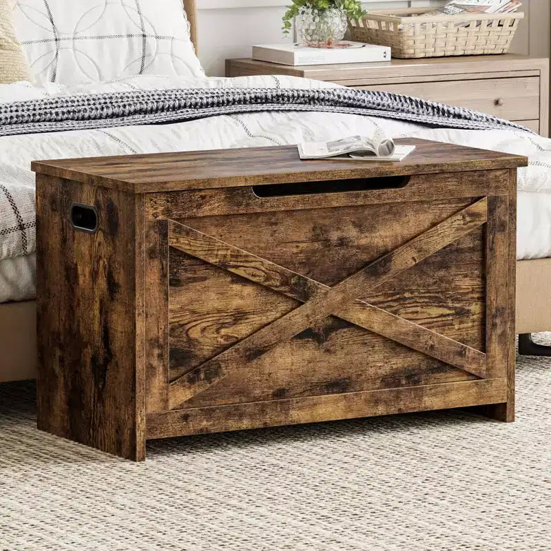 Cassapanca Contenitore da 76 cm, Contenitore con Cerniere di Sicurezza, Panca Portascarpe da Ingresso con Coperchio a Ribalta, Baule Portagiochi per Soggiorno, Camera da Letto