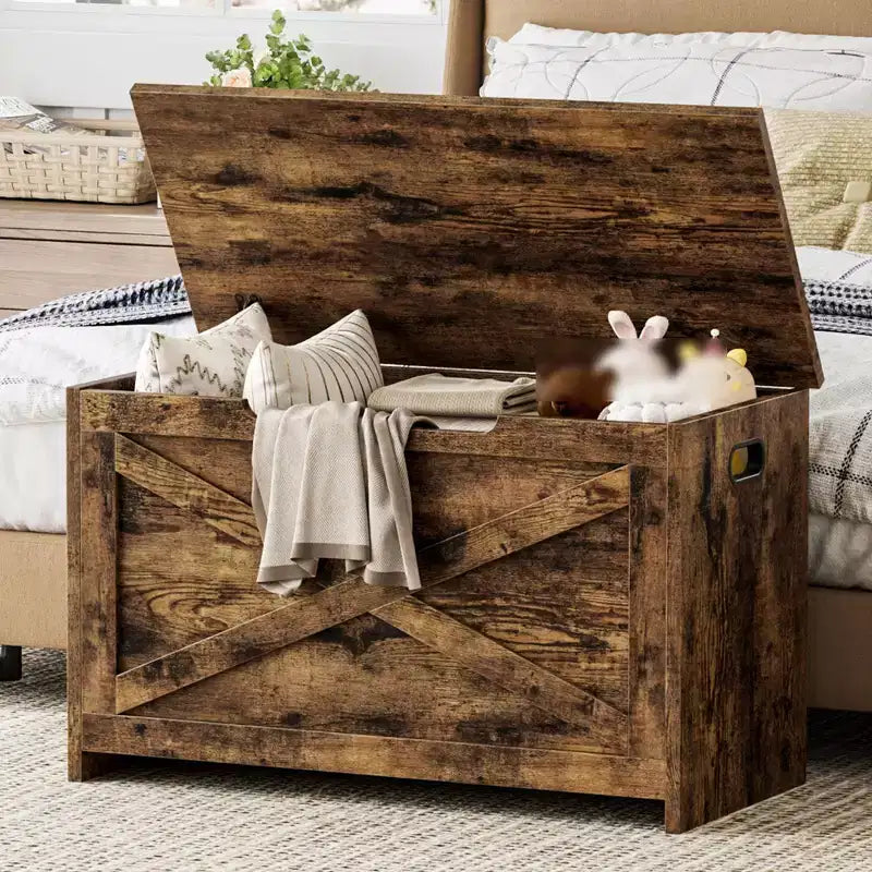 Cassapanca Contenitore da 76 cm, Contenitore con Cerniere di Sicurezza, Panca Portascarpe da Ingresso con Coperchio a Ribalta, Baule Portagiochi per Soggiorno, Camera da Letto