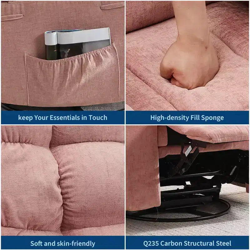 Poltrone Reclinabili a Dondolo, Poltrona Reclinabile Massaggiante, Poltrona Reclinabile a Dondolo Girevole a 360° con Tasche Laterali e Portabicchieri, per Soggiorno, Camera da Letto