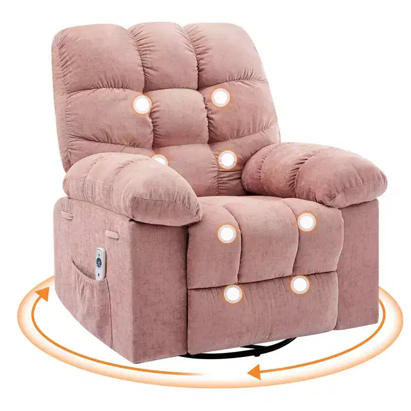 Poltrone Reclinabili a Dondolo, Poltrona Reclinabile Massaggiante, Poltrona Reclinabile a Dondolo Girevole a 360° con Tasche Laterali e Portabicchieri, per Soggiorno, Camera da Letto