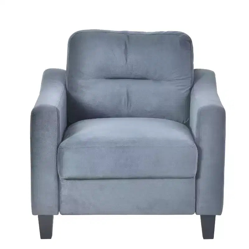 Poltrona singola imbottita in velluto Divanetti Poltrona accentata moderna con gambe in legno per soggiorno camera da letto ufficio, grigio