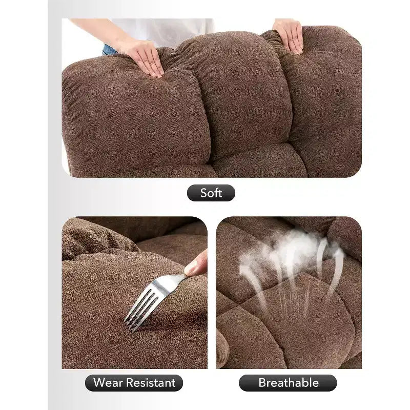 Poltrona Reclinabile Basculante, Girevole a 360°, Reclinabile Singola Lazy Boy, Recliner Manuale Extra Largo, Rivestimento in ciniglia Sovraccarico Morbido